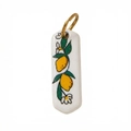 Détail du pendentif en céramique citron avec anneau en métal plaqué or 18 carats et motif - Pendentif Citron Rectangulaire