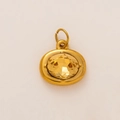 18K gold plated stainless steel oval pendant featuring a faceted yellow birthstone - Oval Birthstone Pendant / November
