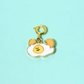 Cute fried egg pendant in stainless steel with colorful enamel smile and gold clasp - White Egg Pendant