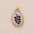 18K vergulde ovale hanger met rode bessen ontwerp op wit emaille voor kettingen - Kers Hanger (Zonder Ketting)