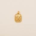 Detailopname van de 18K vergulde lacrosse hanger op een witte achtergrond - Lacrosse Tennis