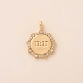 Macro view of gold plated round 11:11 angel number pendant with sparkling zirconia stones - 11:11 Angel Number Pendant