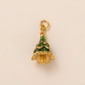 Détail d'un pendentif sapin de Noël plaqué or 18 carats avec émail vert et points - Noël arbre / Or