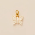 Pendentif papillon minimaliste en acier inoxydable doré 18K avec nacre blanche - Pendentif Papillon Blanc