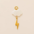 Detail view of 18K gold plated stainless steel star cloud pendant with white shell texture - White Cloud Lightning Pendant / Gold