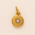 18K gold plated stainless steel birthstone pendant with sunburst star pattern - October Birthstone Pendant