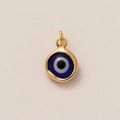 Macro shot of gold-plated Evil Eye pendant with blue glass inlay and polished loop - Evil Eye - Pendant Only (Without Chain)