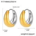 Polished two-tone gold and silver stainless steel teardrop hoop earrings for women - 17mm / Mixed Gold-Silver (F1714)