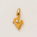 Macro detail of 18K gold plated cocktail pendant with lava texture and center pearl - Conch Shaped Pendant with Pearl / Pendant Only (Without Chain)