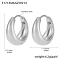 Polished silver stainless steel water drop hoop earrings with 17.3mm size detail - 17mm / Steel Color (F1714)