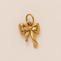 Polished golden bow pendant with elegant flowing ribbons and a circular hanging ring - Bowknot Style Pendant / Pendant Only (Without Chain)