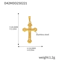 Diagramme détaillé d'un pendentif crucifix en acier doré avec dimensions et spécifications - Croix de Crucifix (D42) / Or