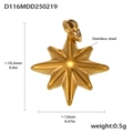 Specifiche dettagliate delle dimensioni di un ciondolo a stella placcato oro 18k - Stile Ottagonale della Stella Polare (D116) / Oro