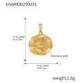 Dimensions détaillées du pendentif pièce en acier inoxydable plaqué or 18 carats gravé - Relief de Pièce Suisse 1973 (D56) / Or