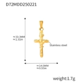 Vue détaillée d'un pendentif croix crucifix en acier inoxydable plaqué or 18 carats - Saint Benoît Croix Jésus (D72) / Or