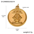 Detalle de medallón religioso redondo de 20mm en acero inoxidable bañado en oro de 18k - D129-Medalla Redonda Figura Religiosa (Dorado)