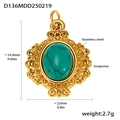 Detalle macro de colgante turquesa con base de encaje de acero y baño de oro de 18 quilates - D136-Colgante Turquesa Encaje Calado (Dorado)
