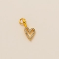 Pendentif cœur plaqué or avec micro-pavé de zircons cubiques et crochet de fixation - Pendentif Cœur Zircon Blanc
