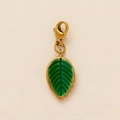 18K gold plated green leaf enamel charm with lobster clasp for DIY jewelry - Leaf Pendant