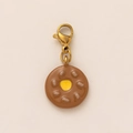 Pendentif donut plaqué or 18K marron avec vermicelles gris et fermoir mousqueton - Pendentif Beignet au Chocolat