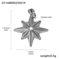 Ciondolo stella polare in acciaio inossidabile con dimensioni e peso dettagliati - Stile Ottagonale della Stella Polare (D116) / Colore acciaio