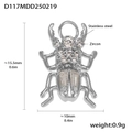 Colgante de escarabajo de acero inoxidable con circonitas y baño de oro de 18k - D117-Colgante Escarabajo Zirconia (Acero)
