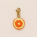 Pendentif donut orange en émail doré 18 carats avec fermoir mousqueton pour collier - Grappe de Raisin Rouge