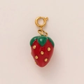Macro detail of strawberry pendant with red enamel finish and 18K gold-plated spring clasp - Strawberry Shape Pendant (With Ring) / Red Strawberry
