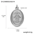 Colgante ovalado grabado en acero inoxidable plateado de 23,2mm por 14mm - D125-Colgante Ovalado Relieve Religioso (Acero)