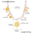 Detail view of Bohemian shell bead necklace with starfish and sun pendants dimensions - Multi-Charm Sun Style (P1284) / 40+5cm