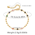 Detailed view of evil eye bracelet showing adjustable chain length and bead dimensions - Multicolor Evil Eye Small Bead (KB0337)