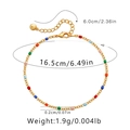 Detail view of colorful enamel bead chain bracelet with size measurements and lobster clasp - Mixed Color Micro Beads (KB0336)