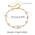 Detailed view of colorful beaded gold chain bracelet with lobster clasp and size specs - Clear Gemstone & Colorful Beads (KB0341)