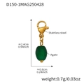 Gold stainless steel pendant with green oval agate stone, minimalist jewelry design - Gold Agate Pendant Only (Without Chain) (D150-9)