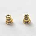 Close-up of gold-plated bullet shaped earring backs made of premium brass material - Wine Glass Bullet Stopper