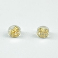 Detail showing 18K gold plated butterfly earring backs with transparent silicone discs - Hamburger Earring Back