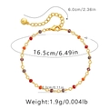 Detailansicht eines bunten Kristall-Armbands mit 18K Goldkette und Größenangaben im Bild - Warmton Facettierte Perlen (KB0368-1)