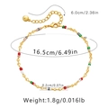 Detail of bohemian colorful bead chain with lobster clasp and extension link measurement - Five-Color Beads (KB0343)
