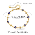 Detail view of daisy and evil eye bracelet showing length of 16.5cm plus 6cm extension - Light Blue Round Eye Daisy (KB0364-3)