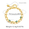 Detailed specs of double-layer gold chain bracelet with green evil eye pendants - Double Layer Chain Green Pendant Style (KB0361)