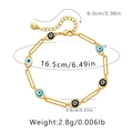 Detail showing dimension and weight of the evil eye bracelet with 18k gold plating - Paperclip Chain Light Blue Evil Eye (KB0363-2)