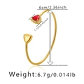 Detailed size specifications for open gold bracelet with red triangular zircon stone - Red Triangle Gemstone Style (KB0385-1)