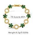 Detail of gold floral bracelet with green gems and dimensions 16.5cm length 9.2g weight - Green Flower Style (KB0379-3)
