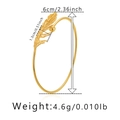 Detailed view of wheat ear pattern and bead on 18K gold plated brass open bangle - Wheat Feather Bead Style (KB0395)