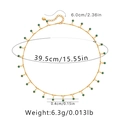 Detail view of gold chain necklace with green beads showing size 39.5cm and 6cm extension - 18K Gold / Green Round Beads Style (KN0186)