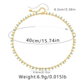 Detailliertes Größendiagramm für 18K Gold Halskette mit blauen Perlen und 40cm Kettenlänge - Himmelblaue Perlen (KN0190-3)