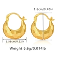 Detailed view of golden hollow earrings with textured diamond-cut surface and dimensions - Diamond Cut Hoop Style (KE0940)