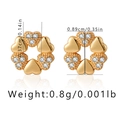 Detailed view of 18K gold plated heart earrings with sparkling cubic zirconia stones - Heart Hollow Loop Rhinestone Studs (KE0972) / 18K Gold