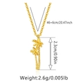 Detail view of 18K gold plated coconut tree pendant with size and weight measurements - Coconut Tree Shape (KN0053)