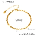 Bracciale a catena rolo in acciaio inossidabile dorato con chiusura a moschettone - Bracciale a Catena Avvolta Oro / 16+5cm